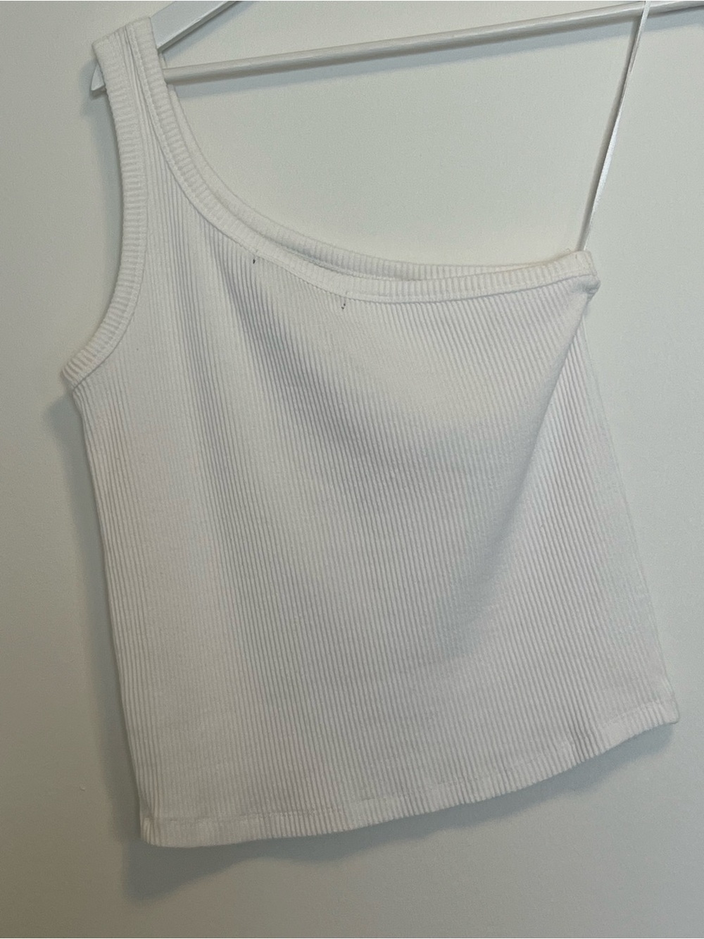 French Connection Cream One-Shoulder Ribbed Tank - Picture 3 of 9